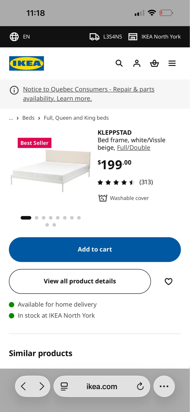IKEA Bed Frame (Full/Double, White) & IKEA Spring Mattress - photo 4