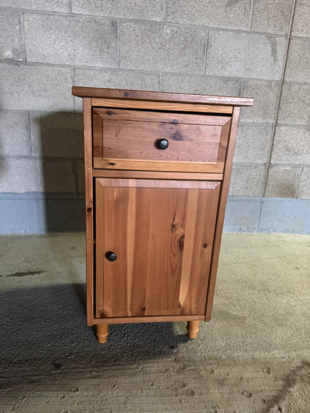 Wooden Nightstand with Drawer and Cabinet