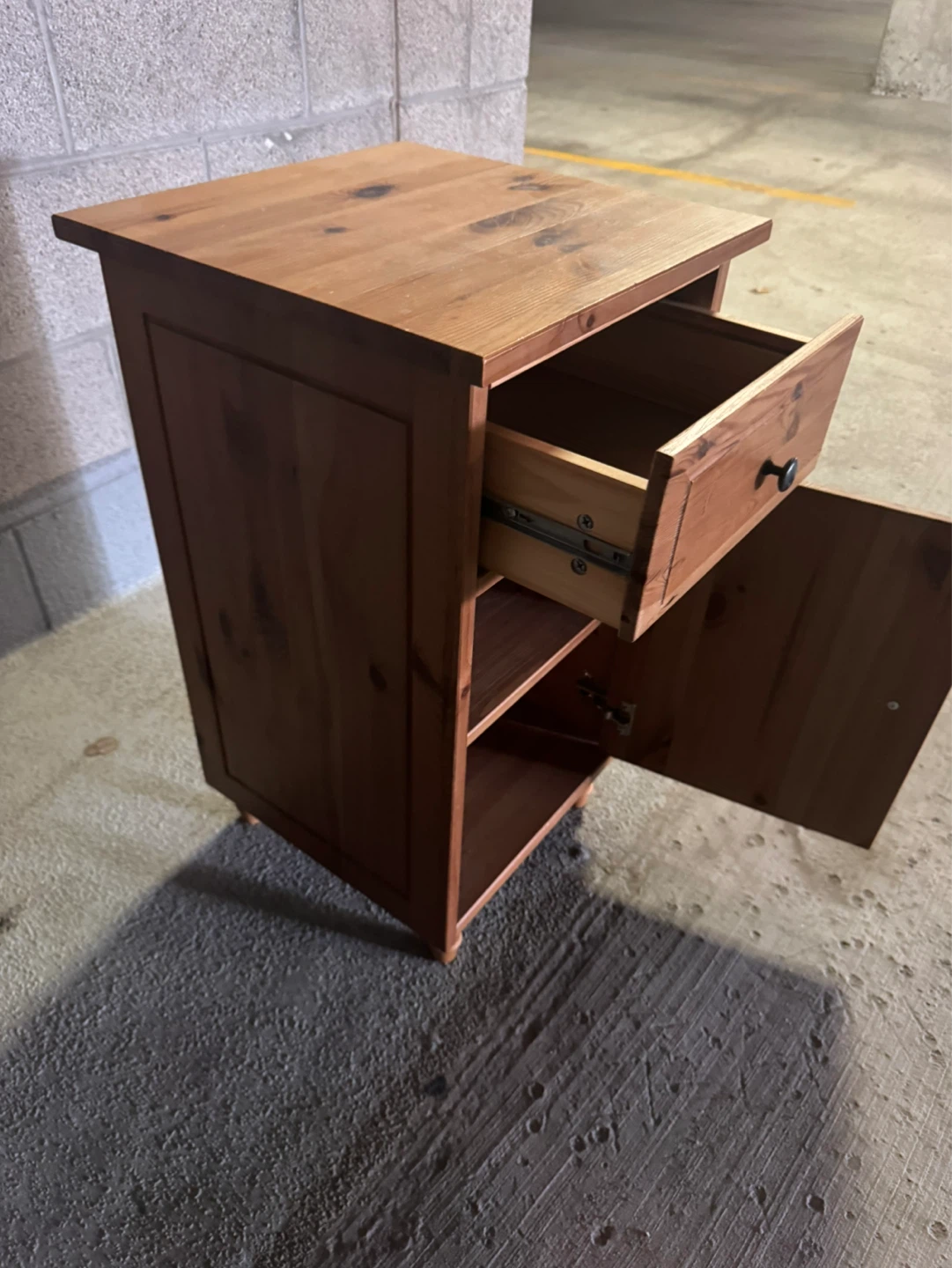 Wooden Nightstand with Drawer and Cabinet - photo 5