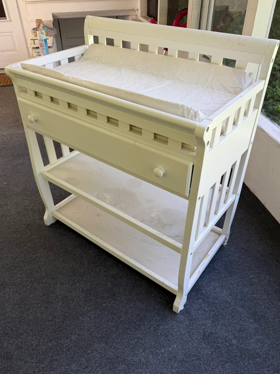 White Changing Table with Drawer and Shelves