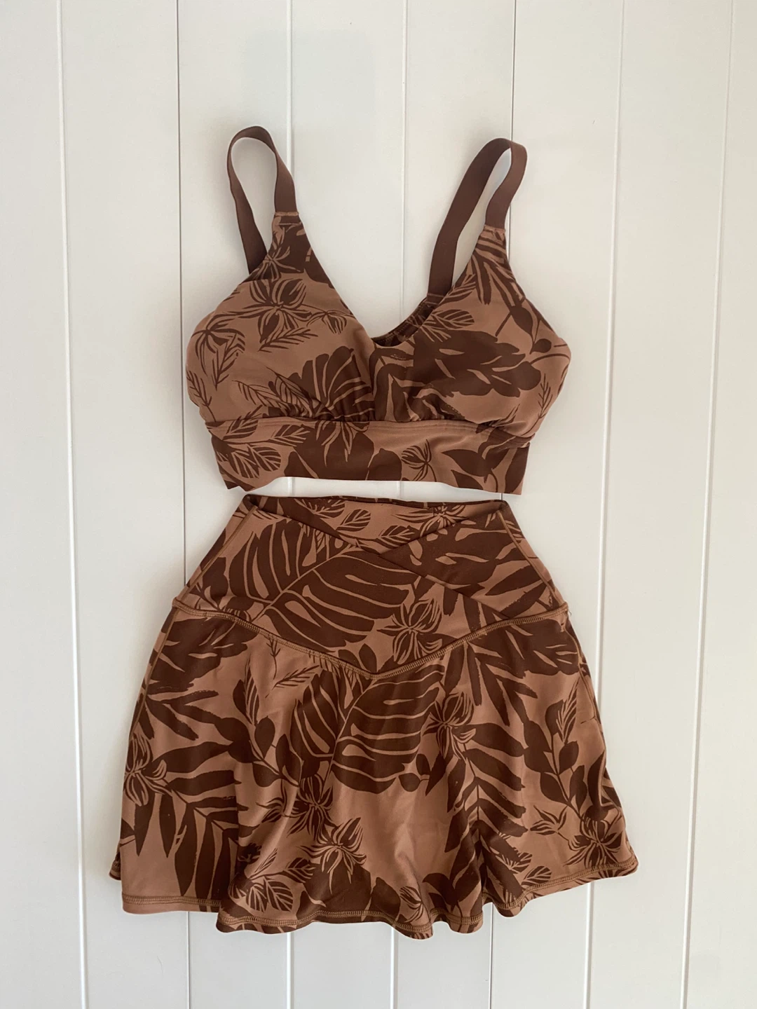 Aerie Brown Tropical Print Tank Top and Skort Set - photo 2