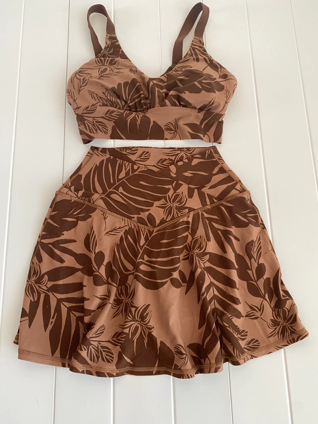 Aerie Brown Tropical Print Tank Top and Skort Set - photo 3
