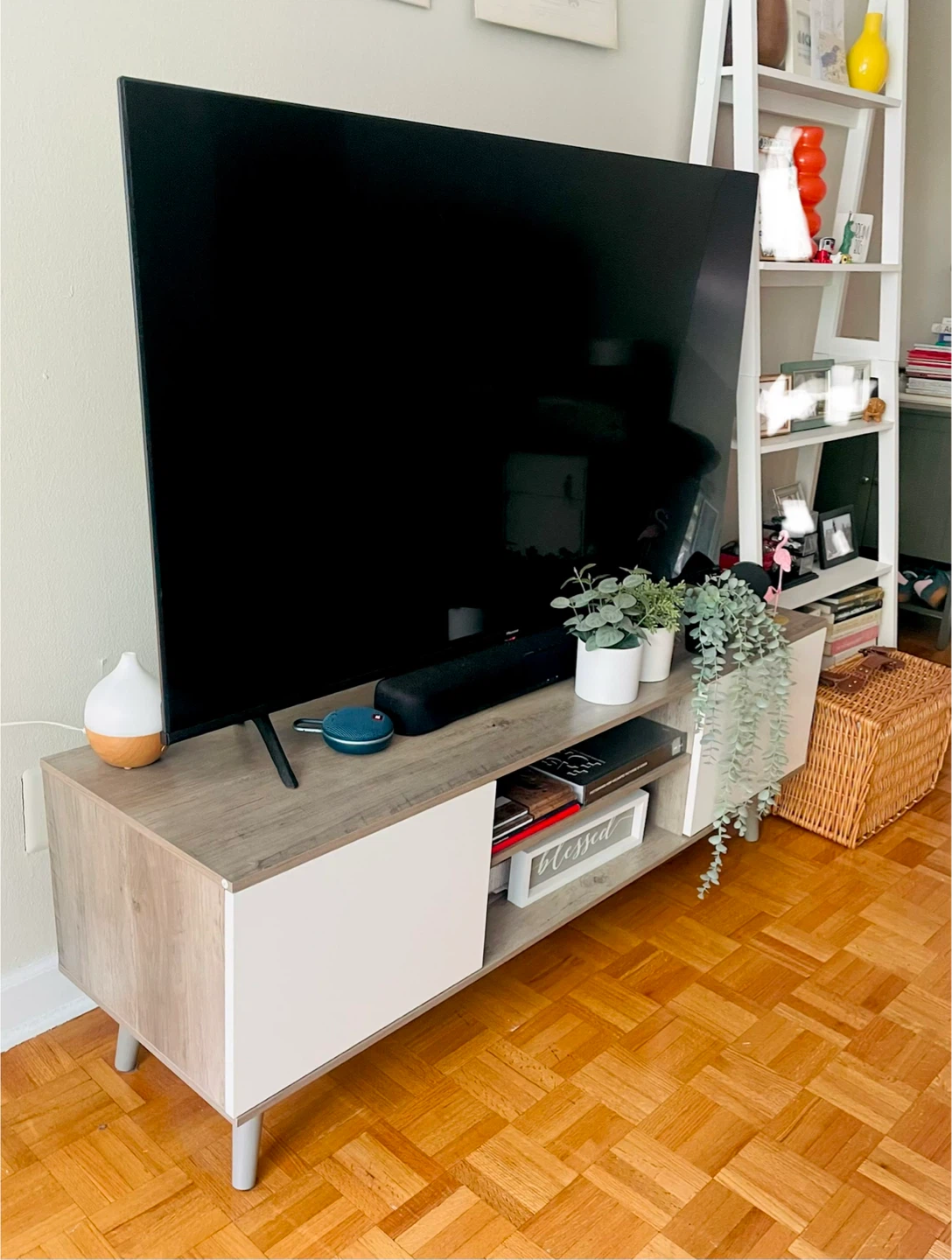 White TV Stand with Storage - photo 2