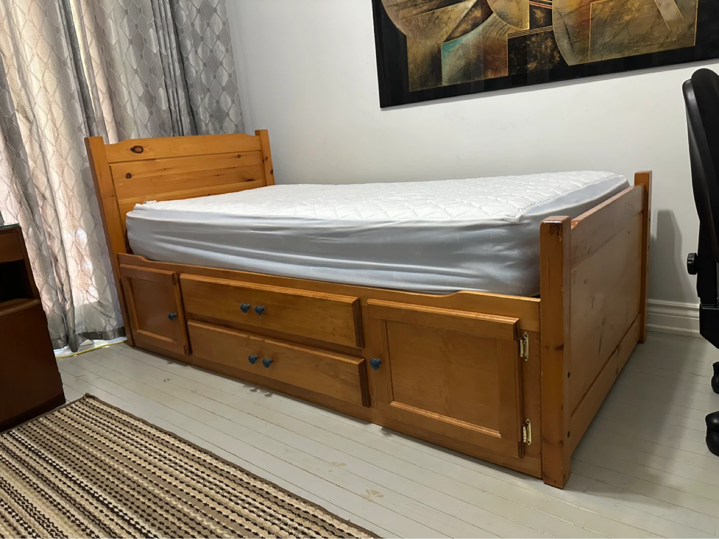 Wooden Twin Bed with Storage