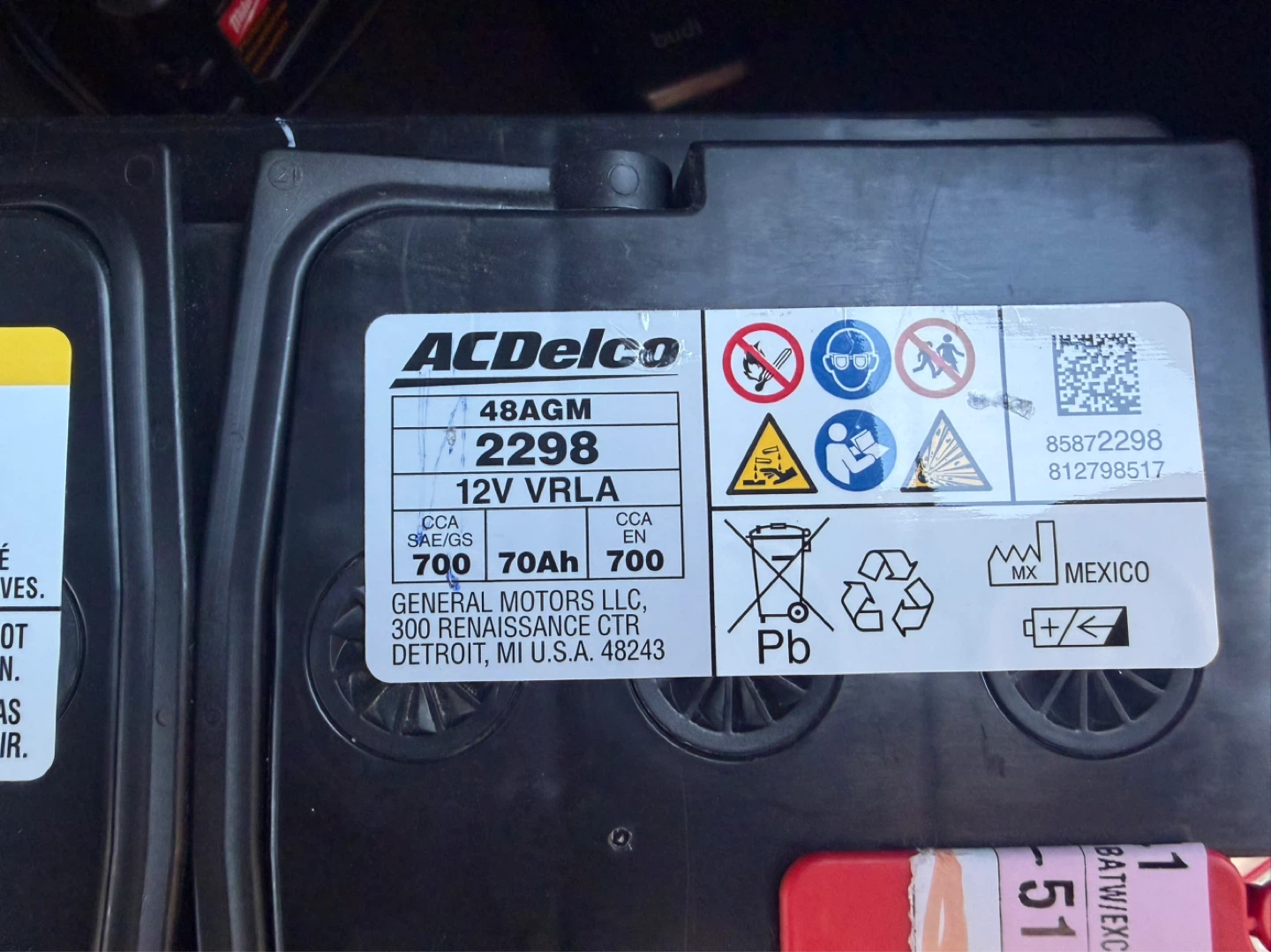 ACDelco 48AGM 2298 12V VRLA Car Battery