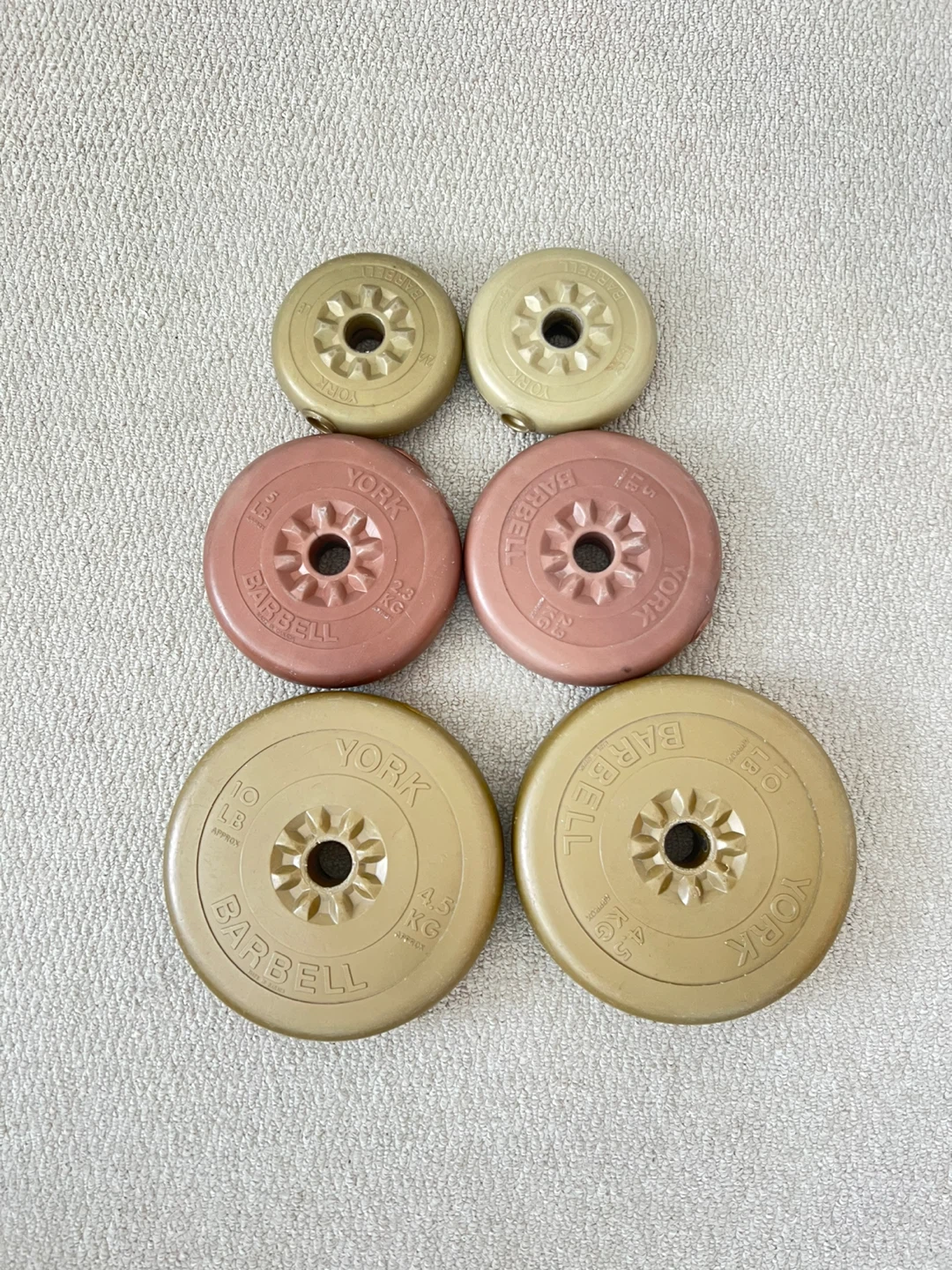 York Barbell Weight Plates 10/5/2.5 lbs,2 pcs for each weight