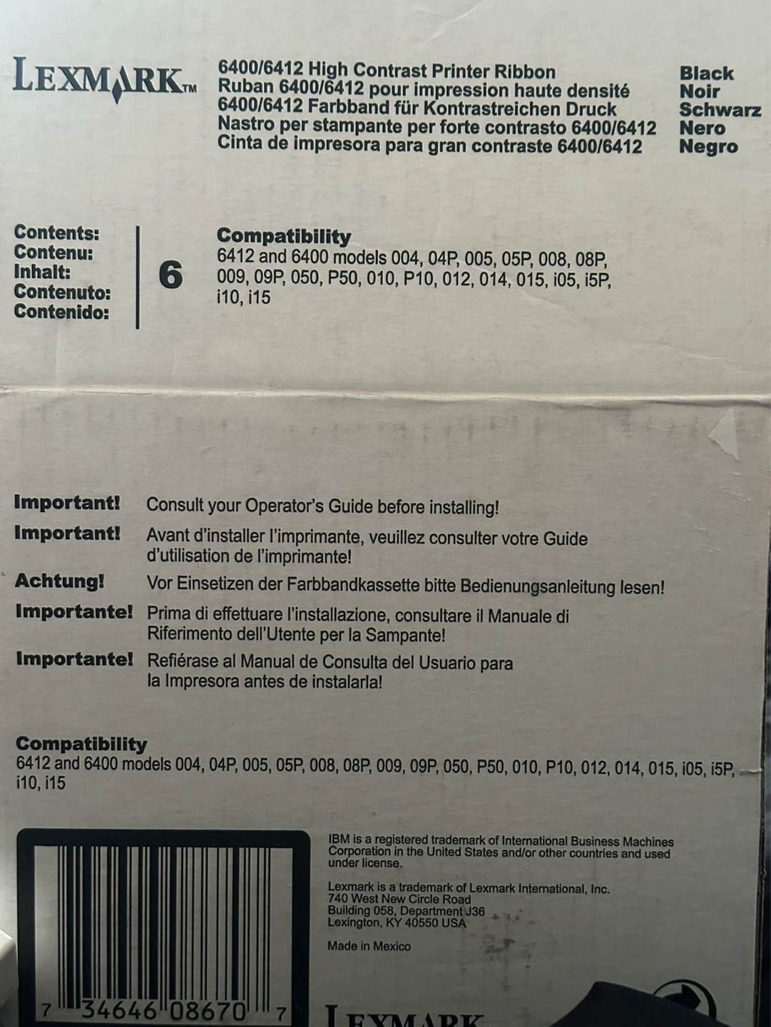 lexmark 6400/6412 high contrast printer ribbon 1040998 - photo 4