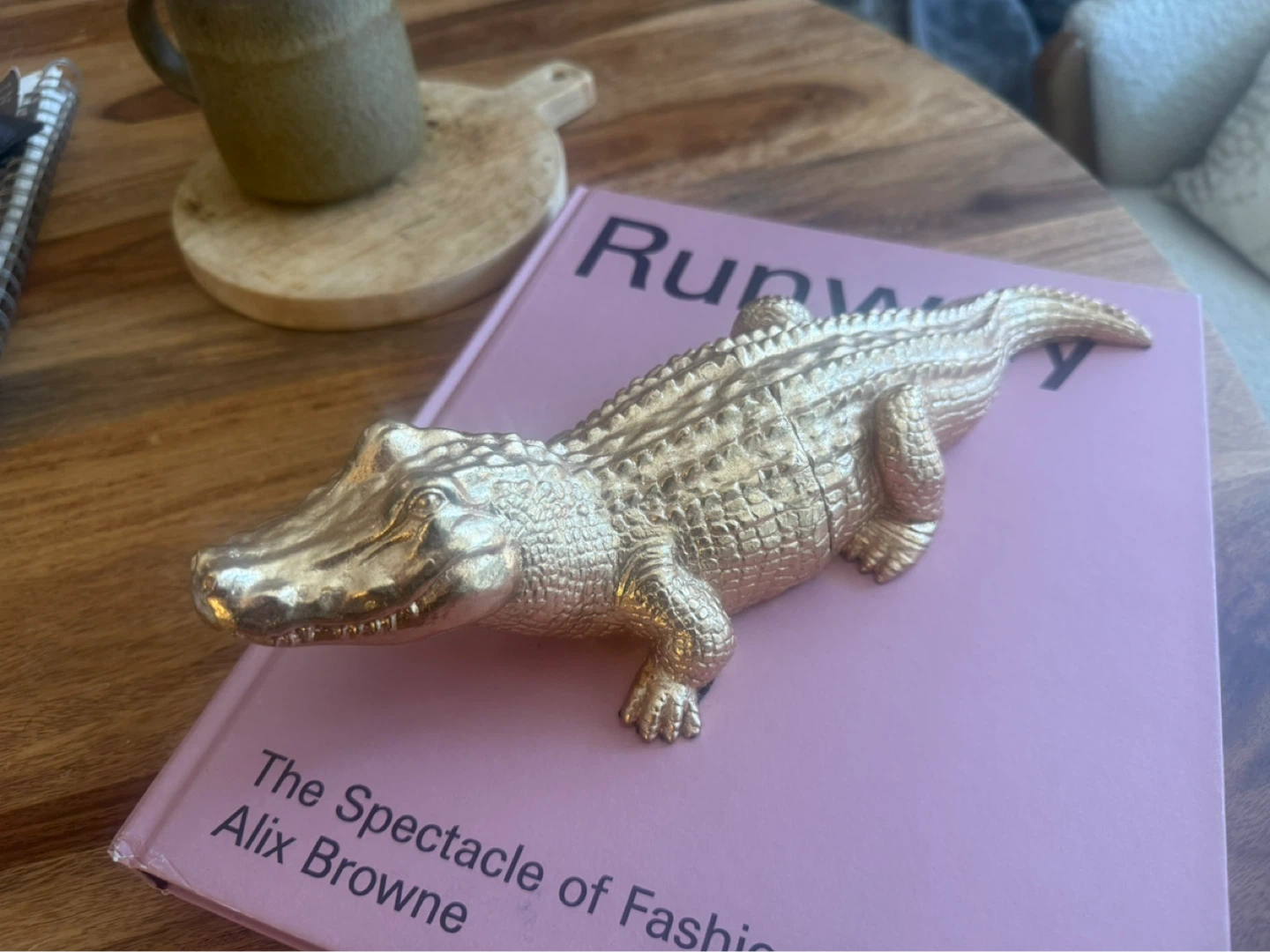 CB2 Gold Alligator bookend