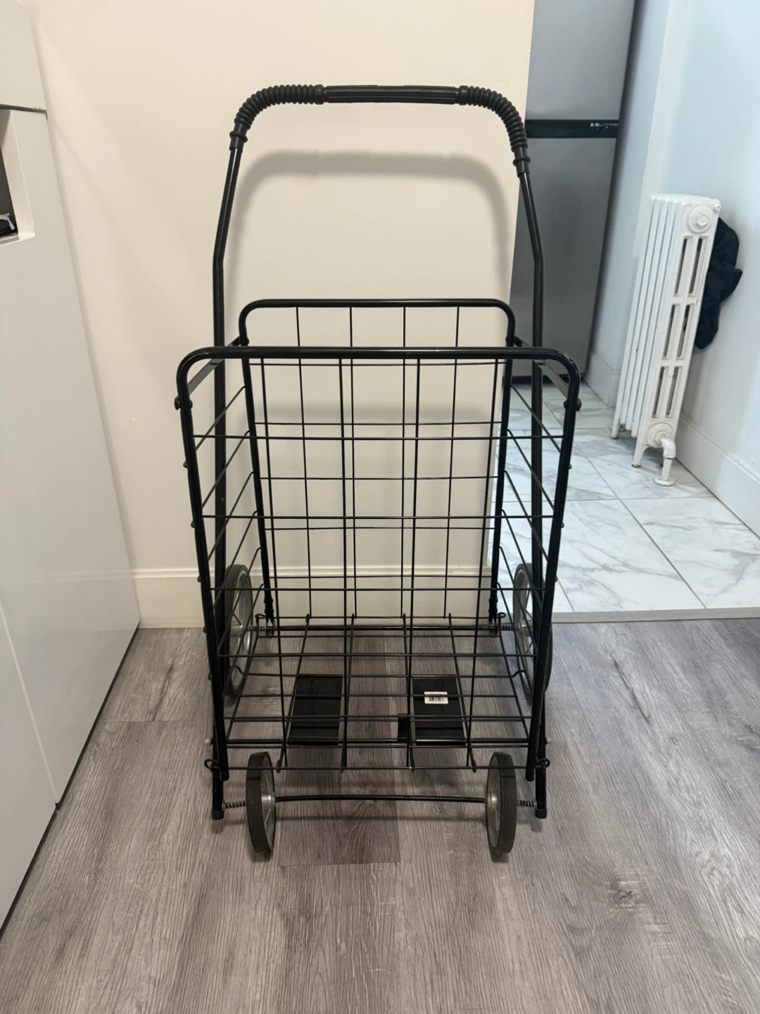 Black Metal Folding Shopping Cart