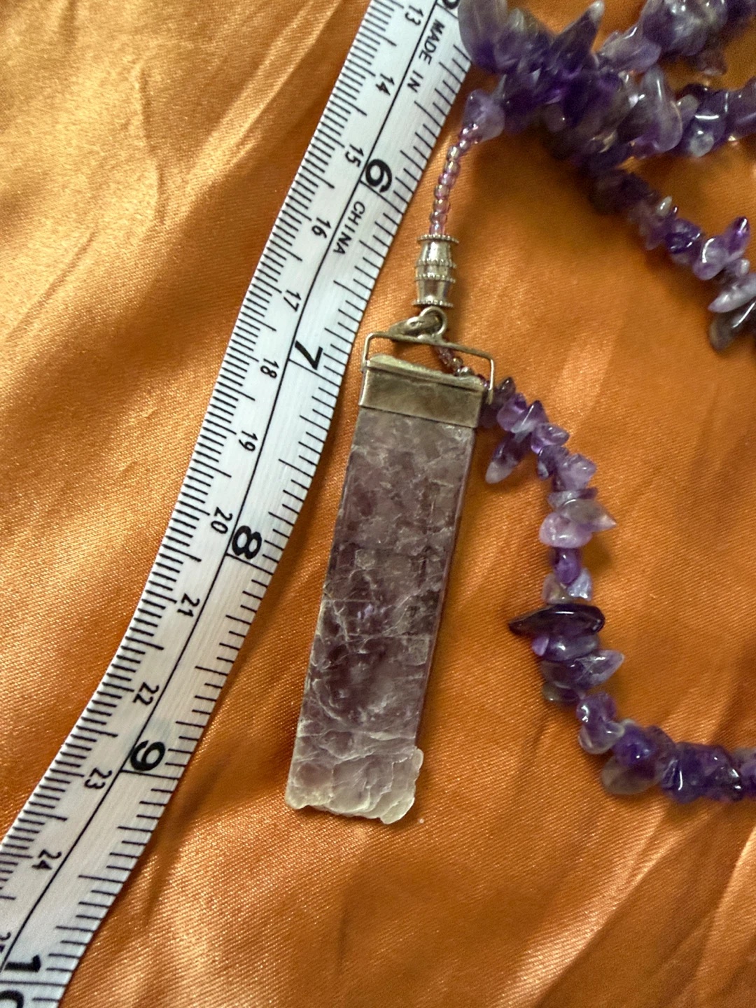 Amethyst Chip Sterling Silver Large Raw Stone Pendant - photo 4