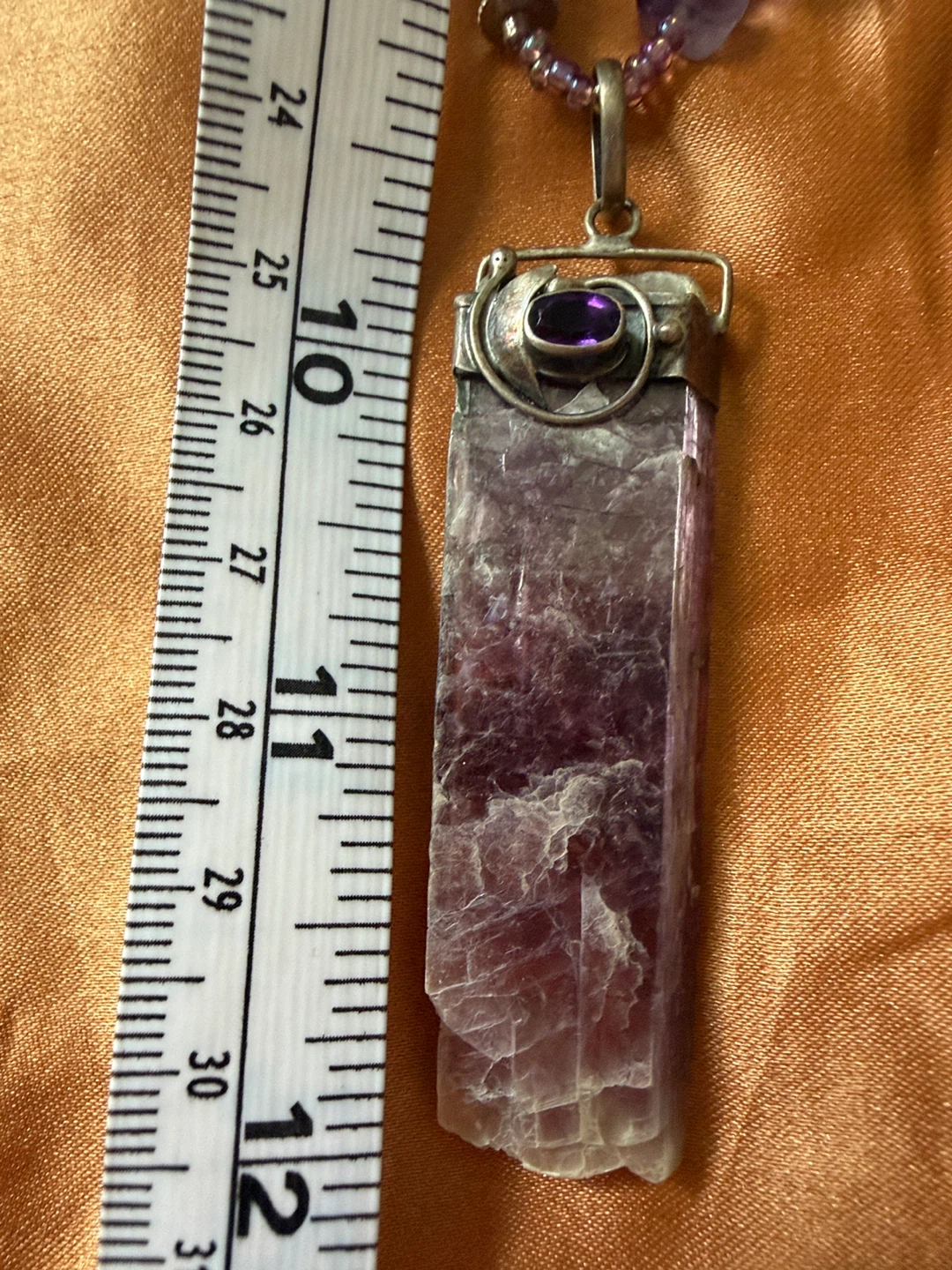 Amethyst Chip Sterling Silver Large Raw Stone Pendant - photo 2