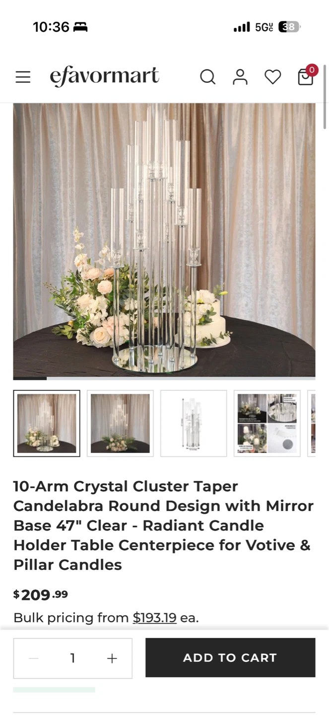 10-Arm Crystal Candelabra Taper Candle Holder - photo 2