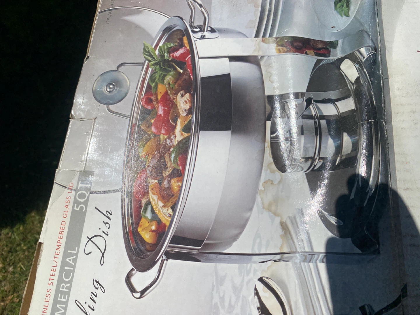 Commercial Chafing Dish 5QT Stainless Steel & Tempered Glass Lid