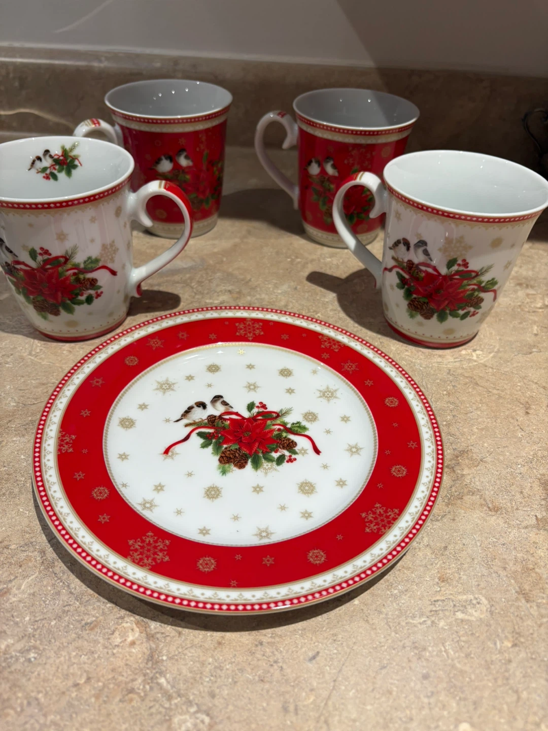 Easy Life Design Christmas Mugs and Saucer Set