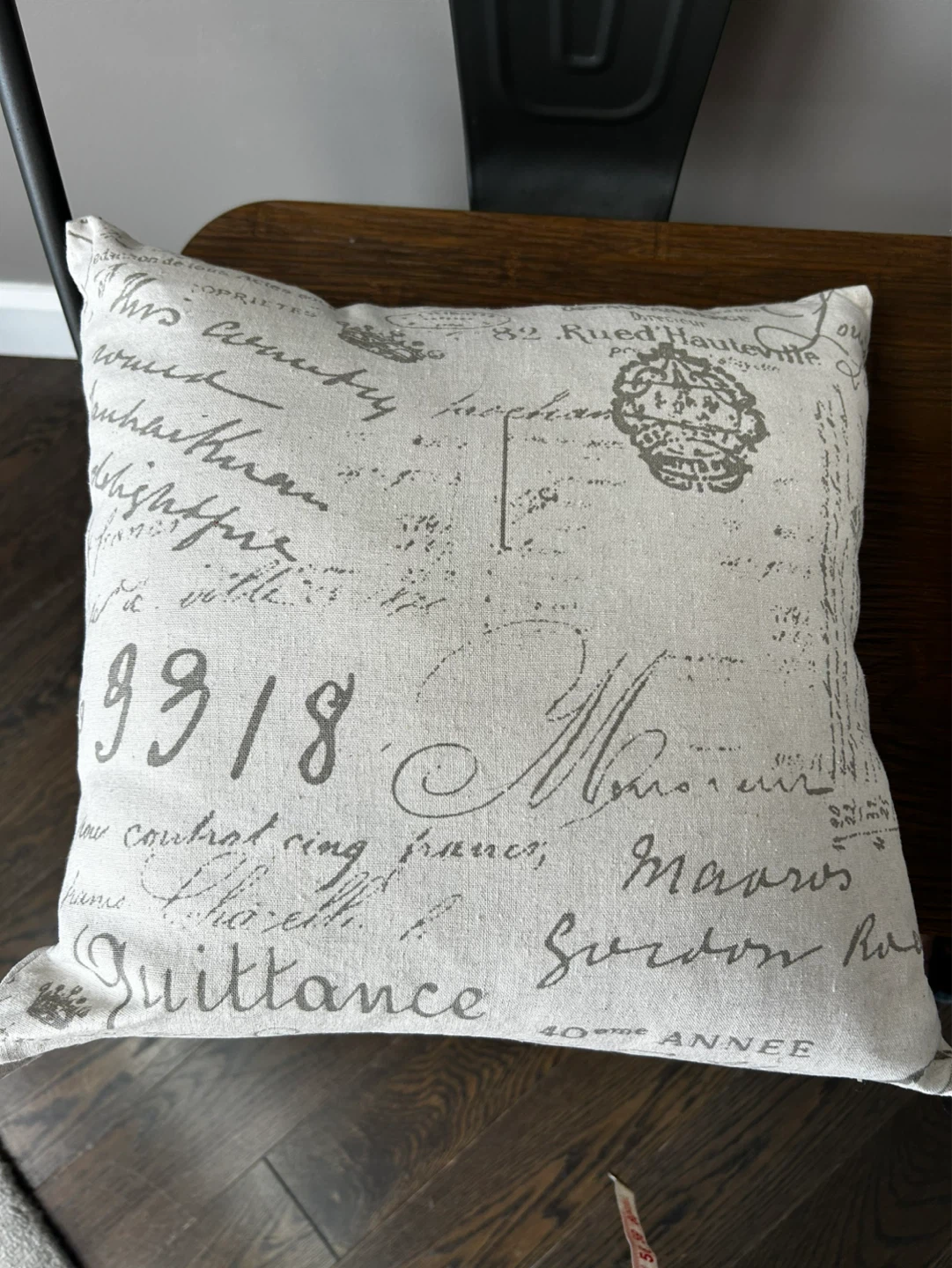 Set of 2 Decorative Throw Pillow - French Script Design - photo 2