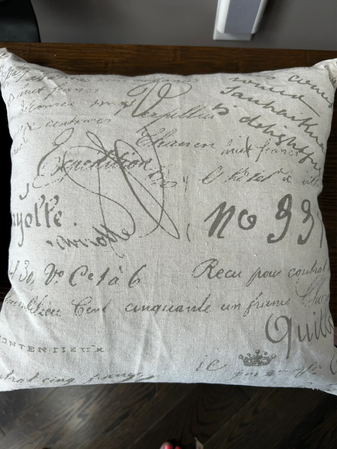 Set of 2 Decorative Throw Pillow - French Script Design