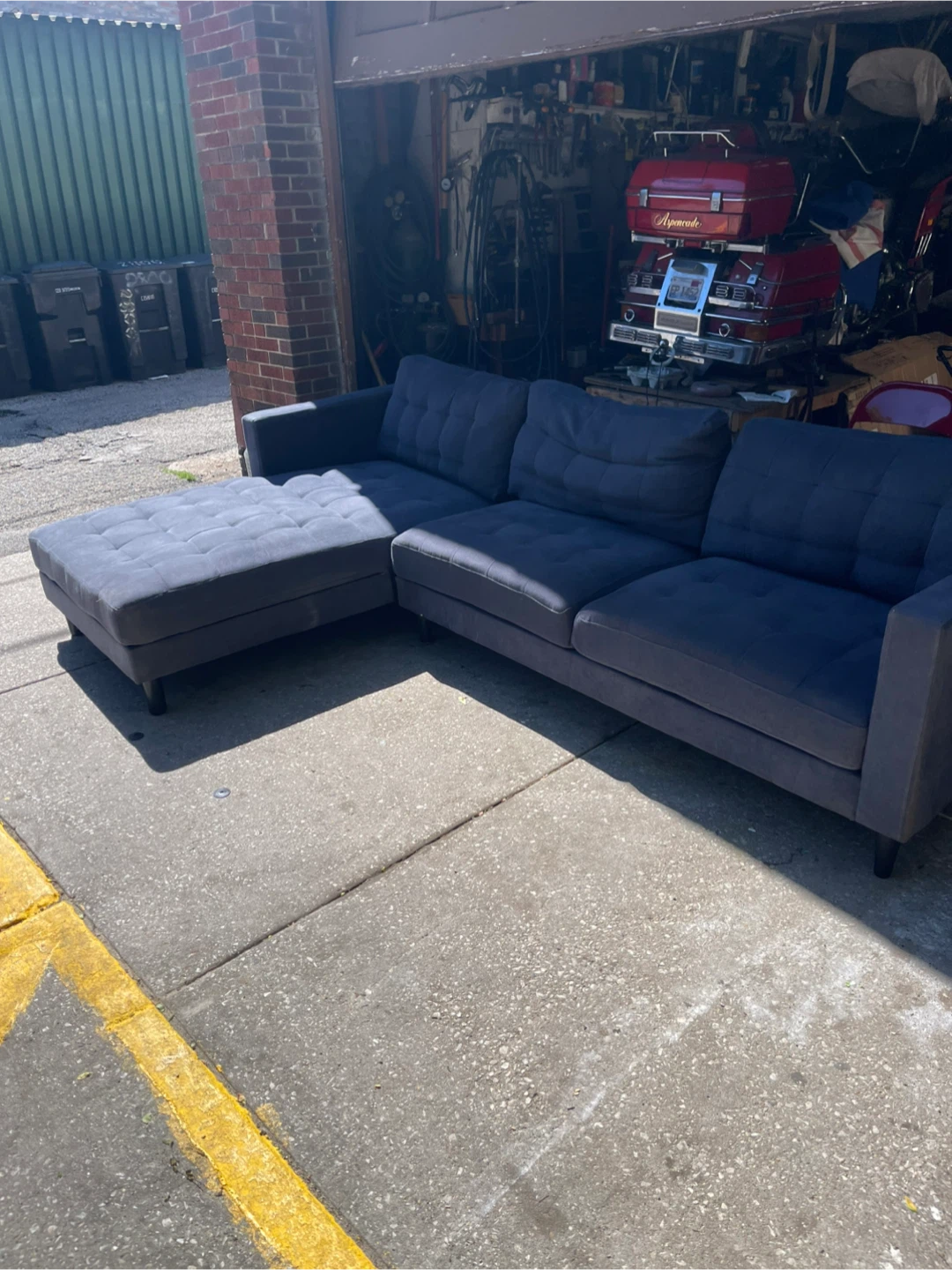 Gray Sectional Sofa with Chaise - photo 2