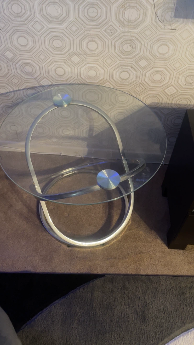 Glass Top Side Table with Chrome Base - photo 2