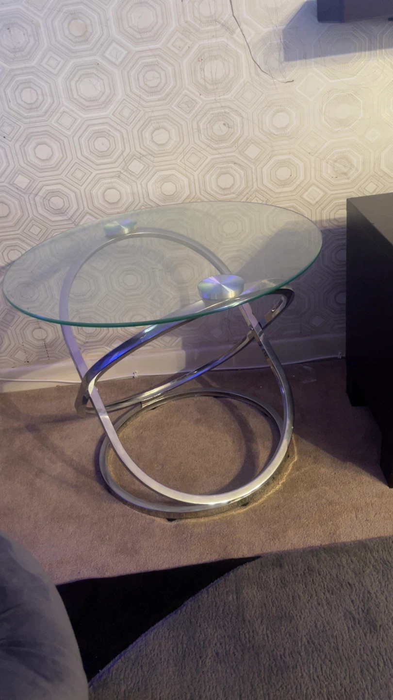 Glass Top Side Table with Chrome Base - photo 3