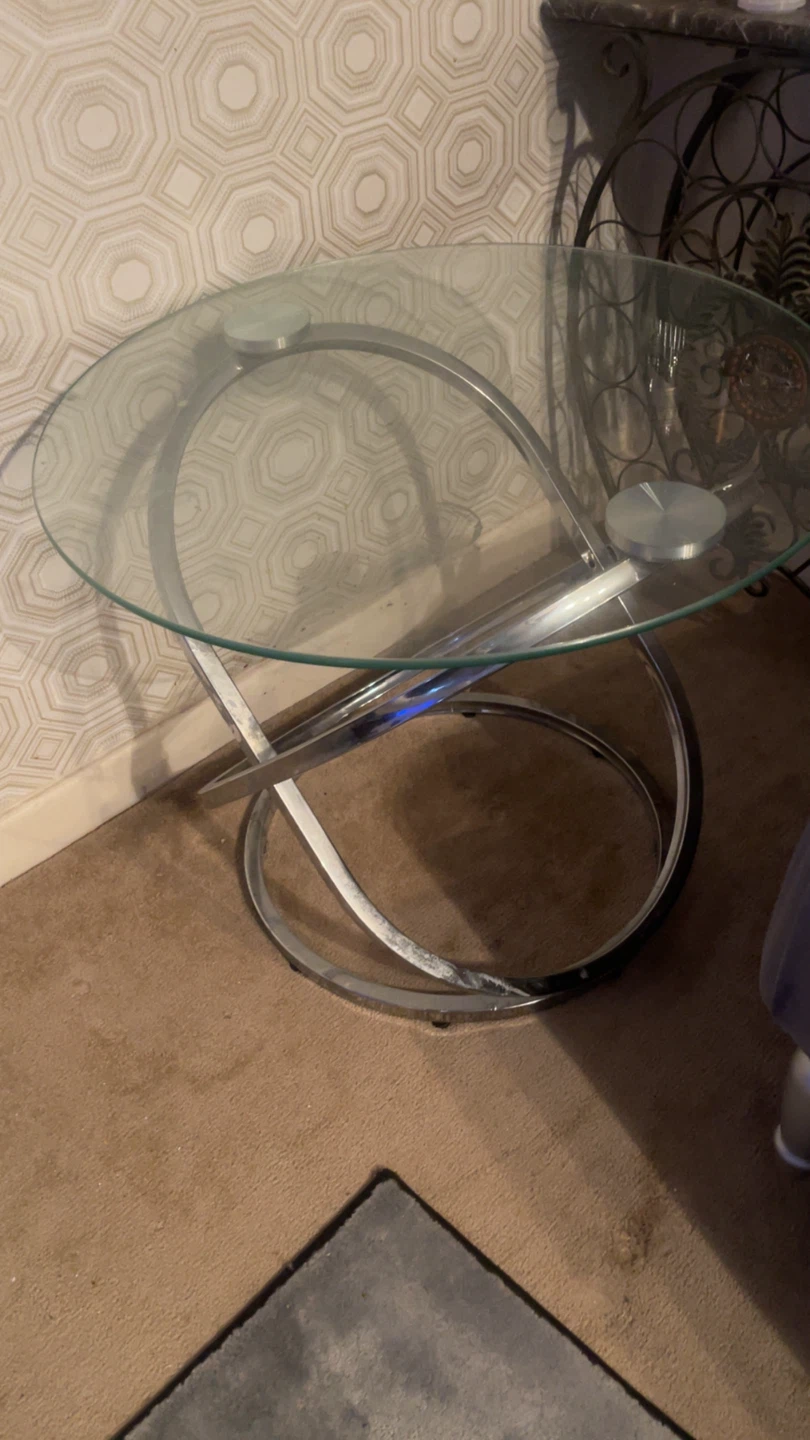Glass Top Side Table with Chrome Base