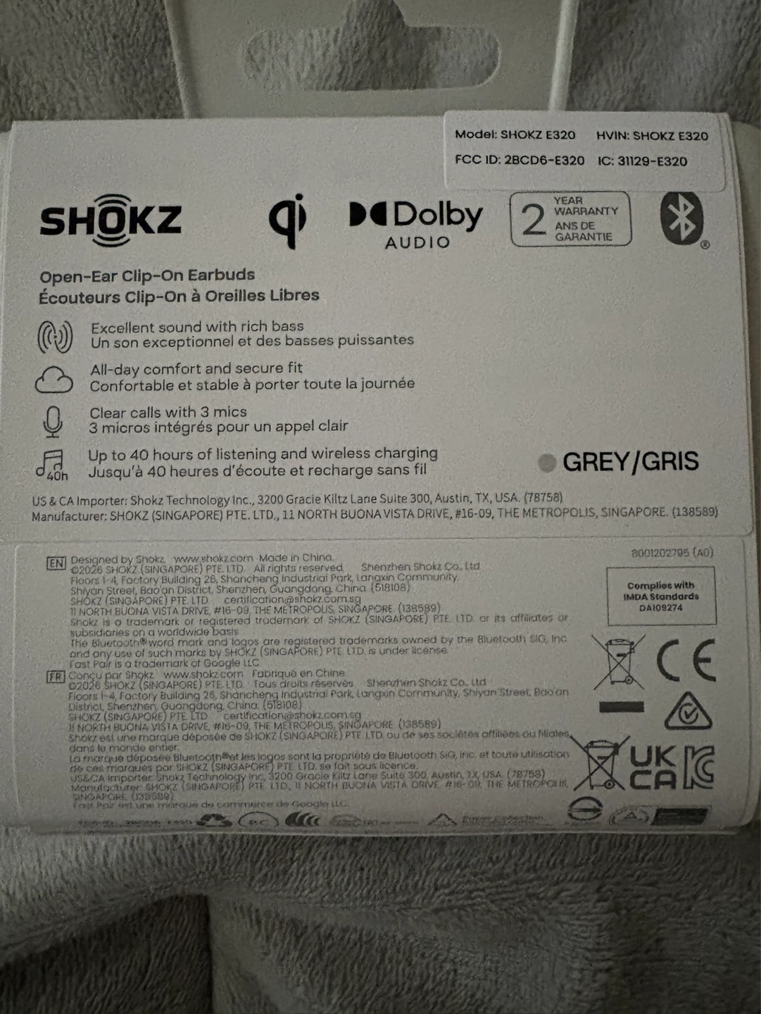 Shokz OpenDots 2 Open-Ear Clip-On Earbuds - Grey - photo 2