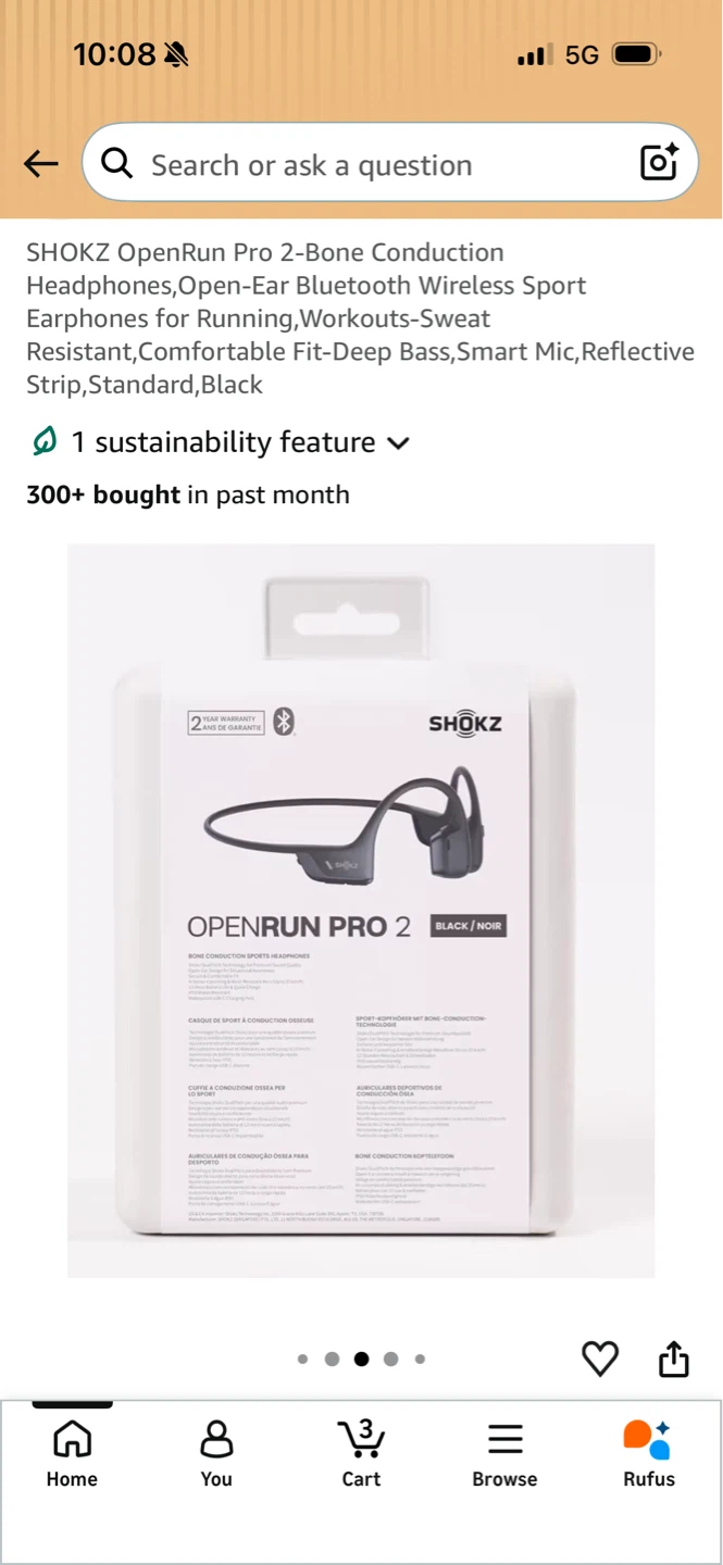 SHOKZ OpenRun Pro 2 Bone Conduction Sport Earphones - Black - photo 2