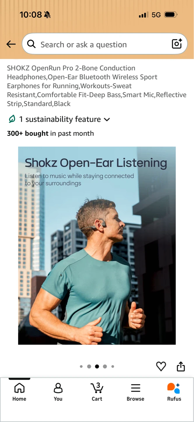 SHOKZ OpenRun Pro 2 Bone Conduction Sport Earphones - Black - photo 5