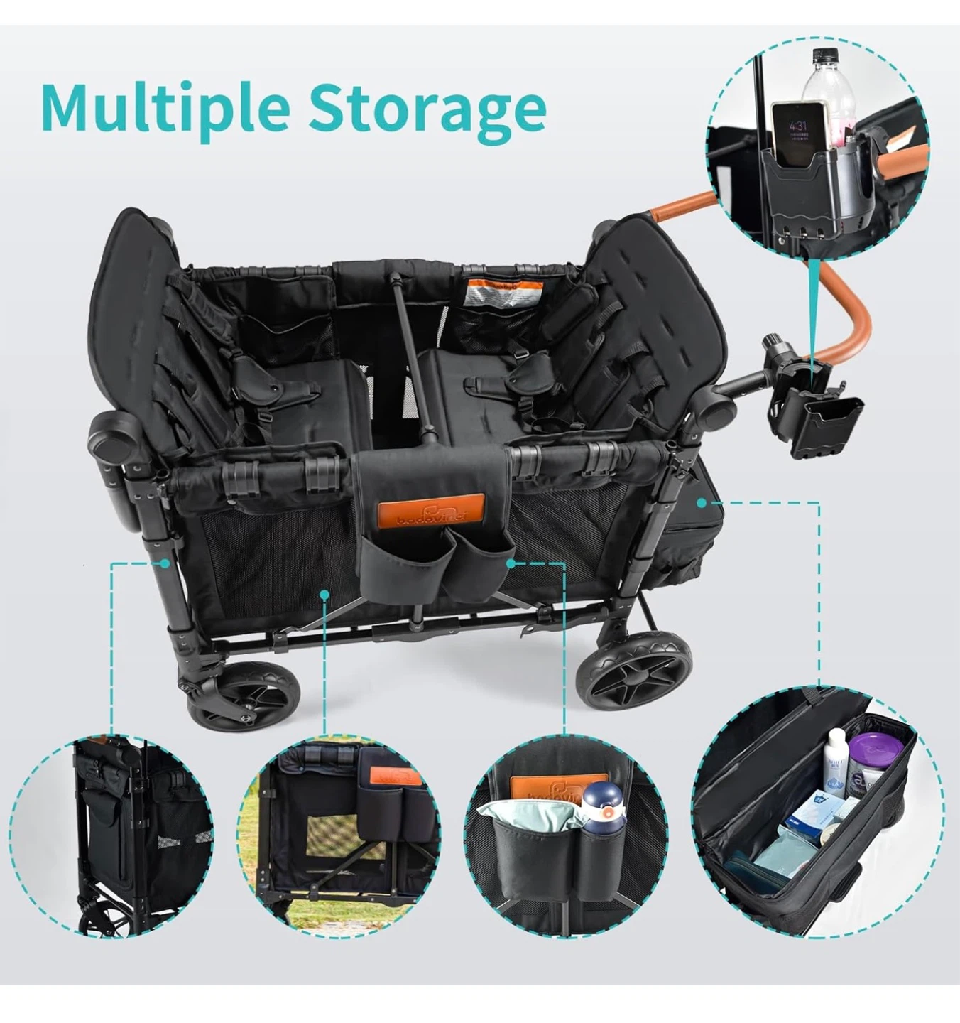 Bandovinci Spacious Stroller Wagon for 4 Kids - photo 4