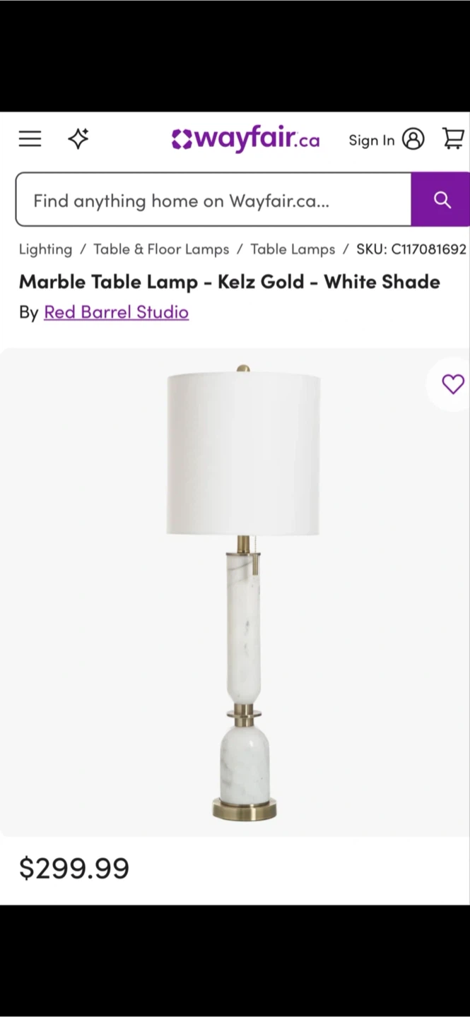 Marble Table Lamp - Kelz Gold