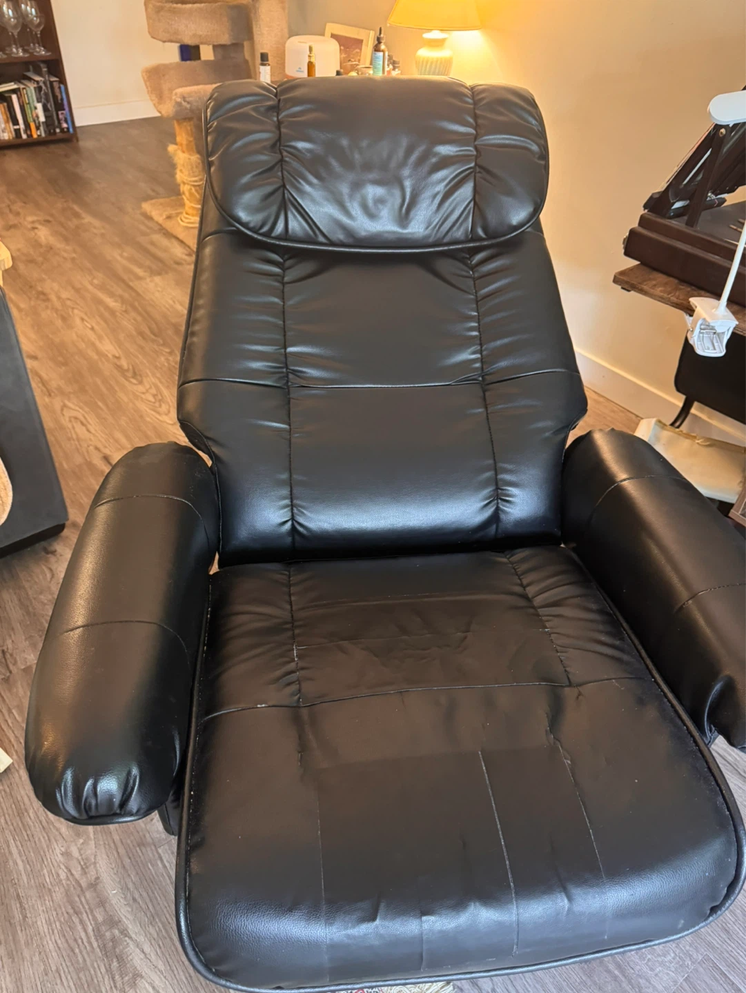 Black Faux Leather Recliner Arm Chair - photo 4