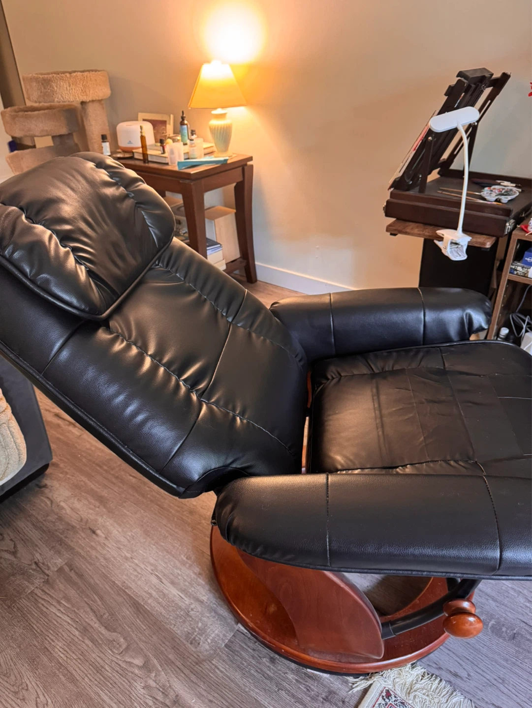 Black Faux Leather Recliner Arm Chair - photo 5