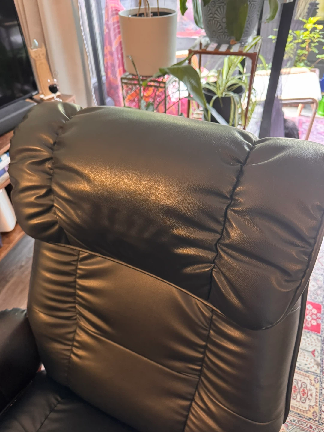 Black Faux Leather Recliner Arm Chair - photo 2