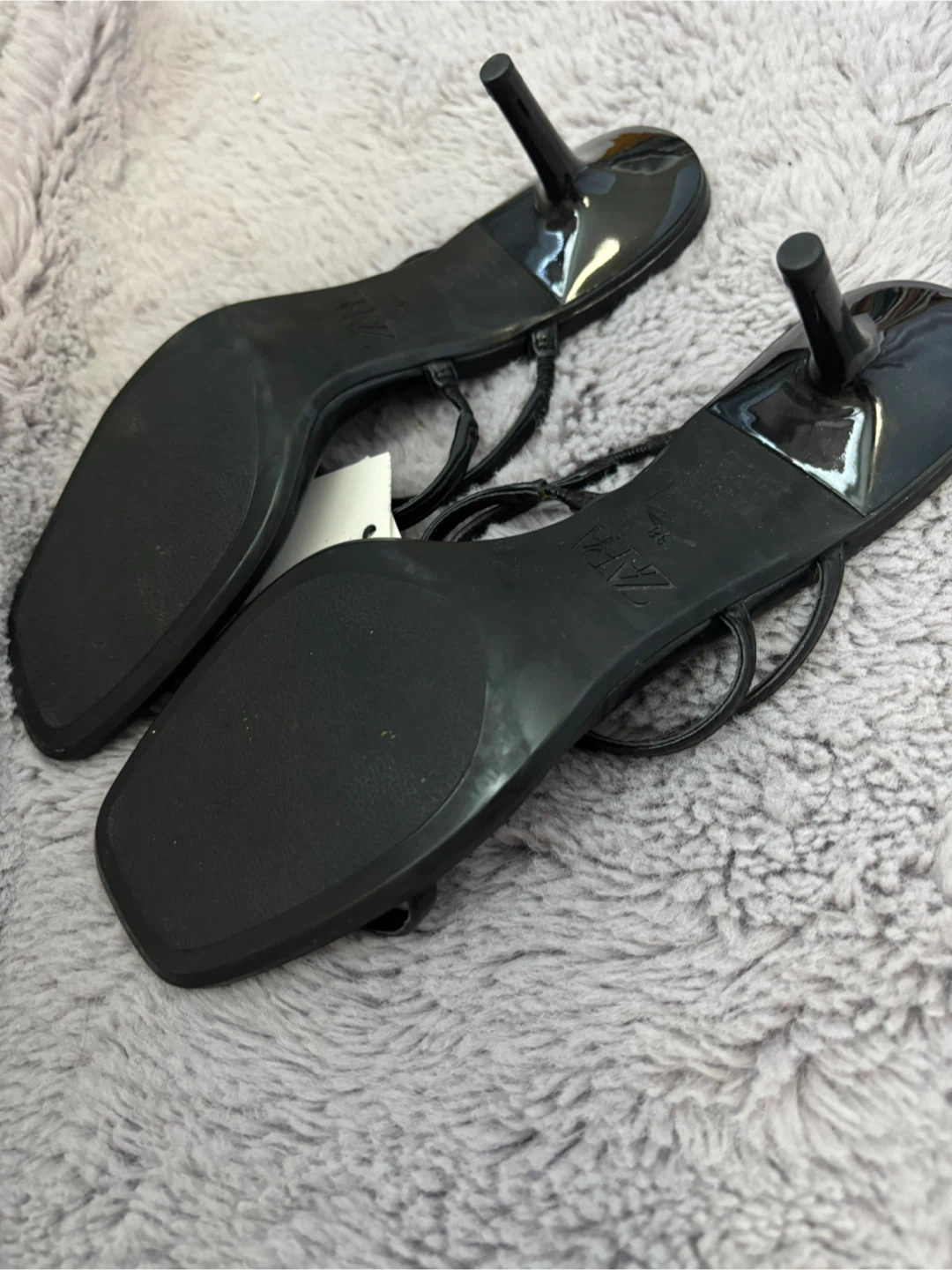 New ZARA Black Heeled Sandals Size 38 (7,5) - photo 3