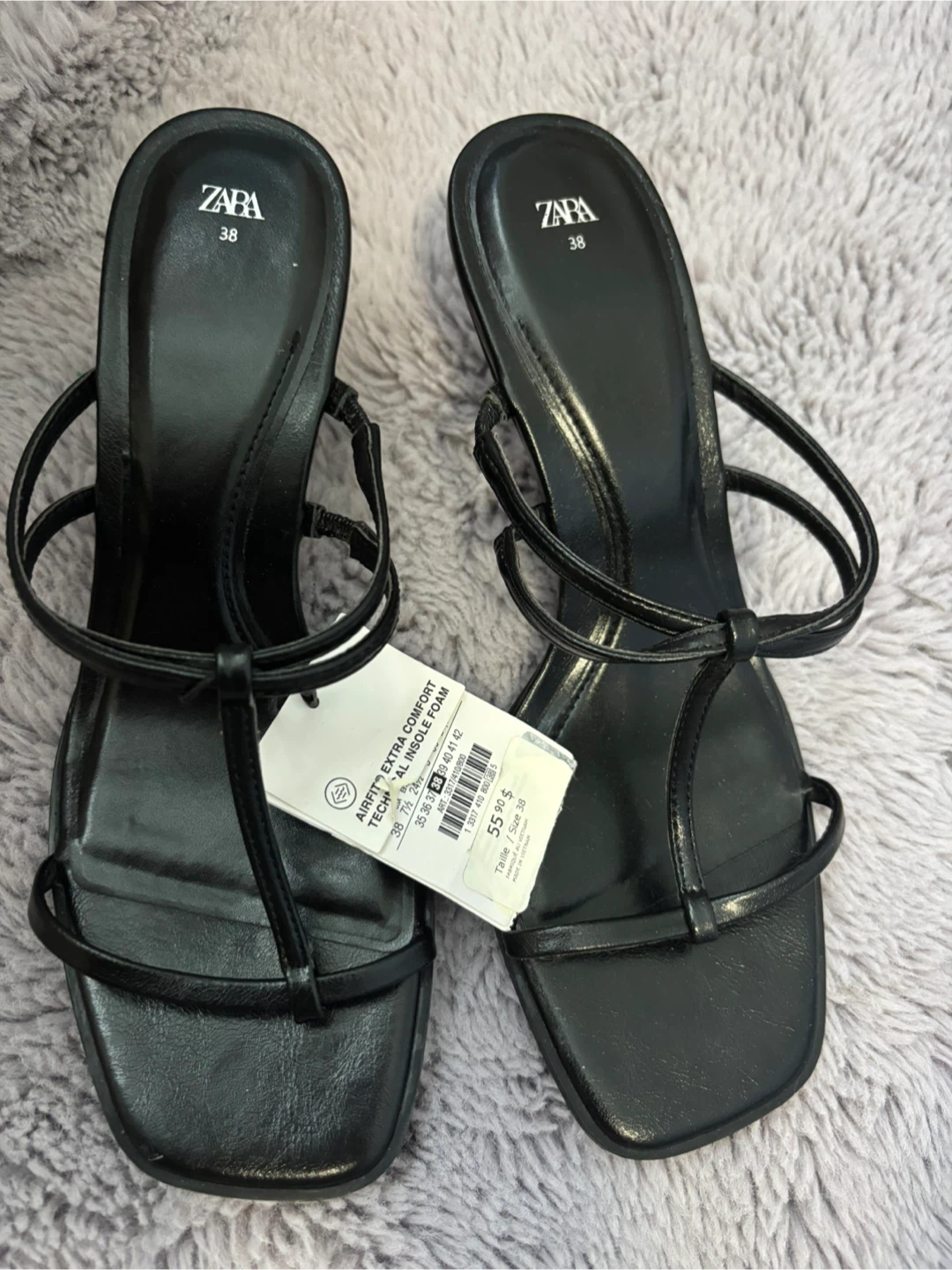 New ZARA Black Heeled Sandals Size 38 (7,5) - photo 2