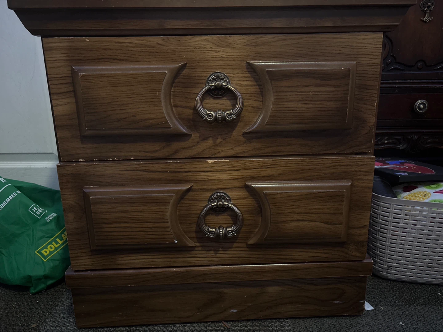 Wooden Two-Drawer Nightstand