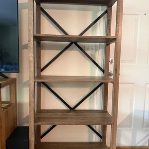 Metal X Rustic Oak bookshelf 64" H x 30" L x 14" W 58 LBS