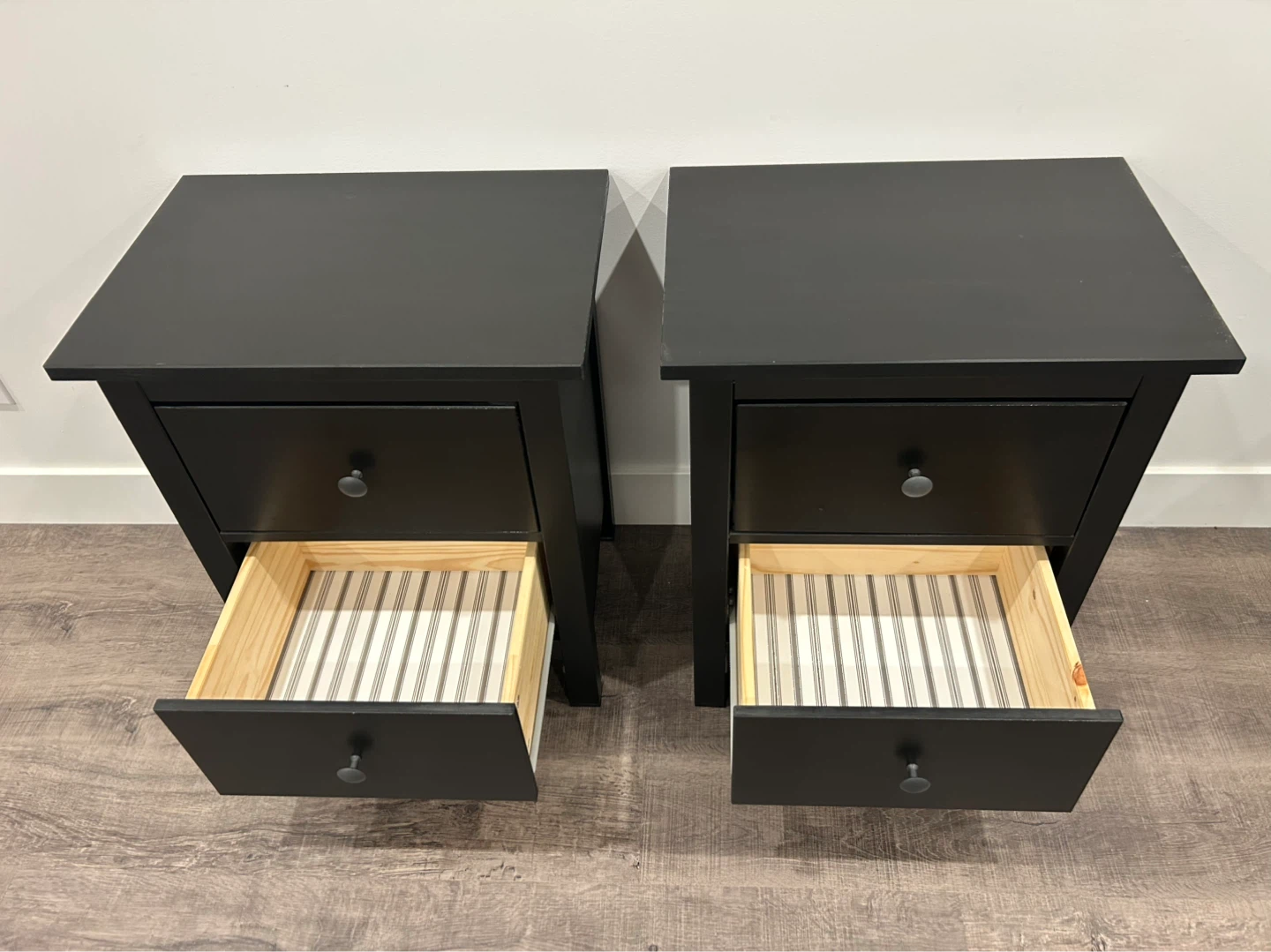 pair of IKEA HEMNES nightstands black brown - photo 3