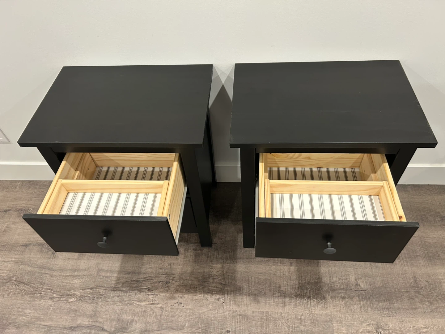 pair of IKEA HEMNES nightstands black brown - photo 2