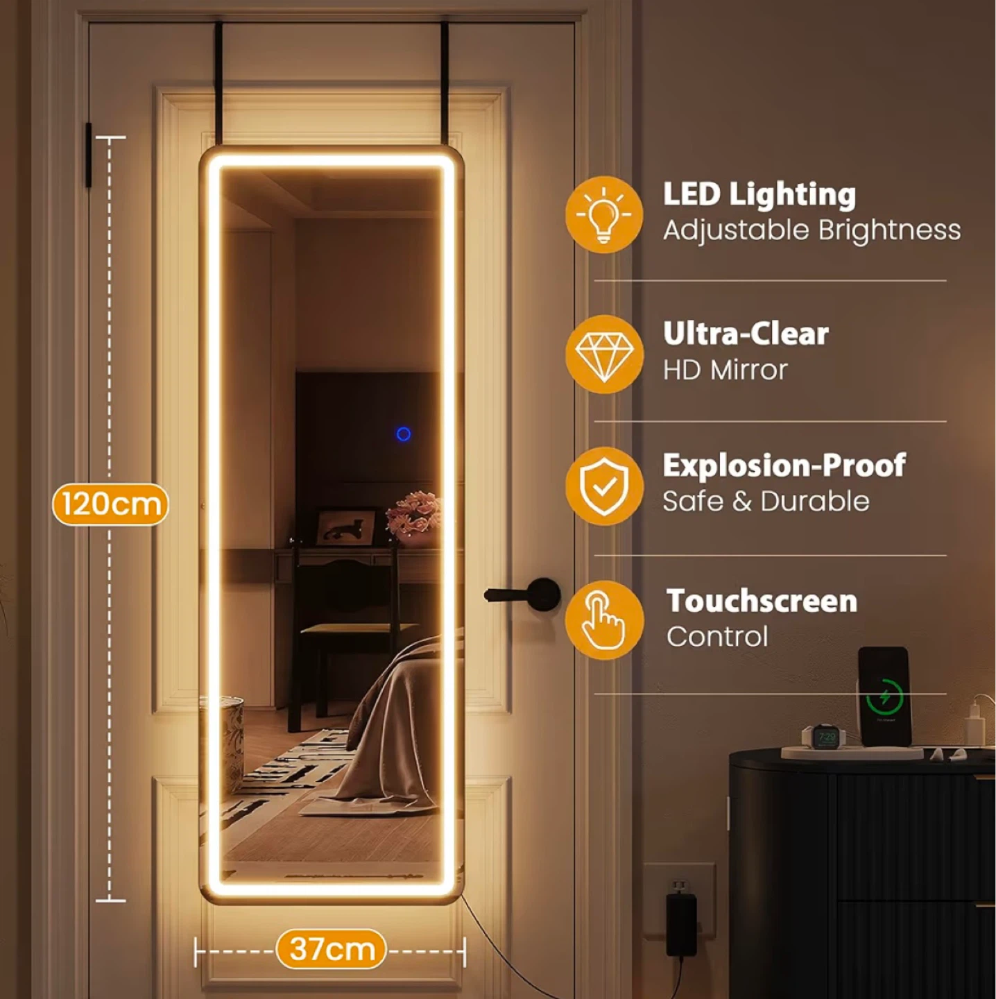 Full Length Mirror with LED Lights 120cm x 37cm - photo 3