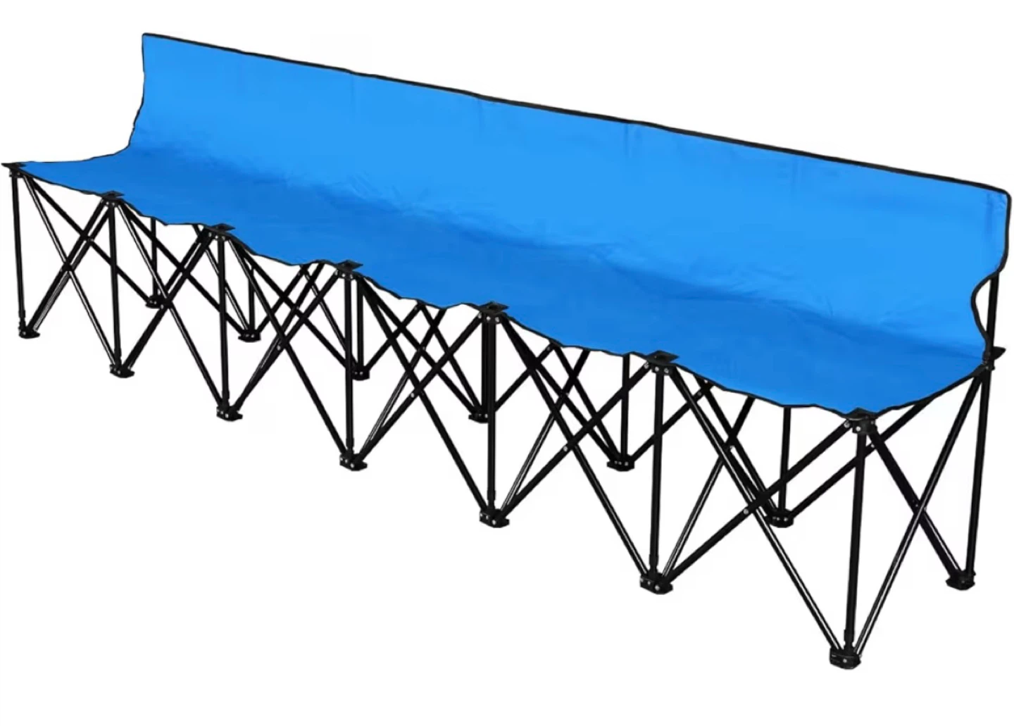 Blue 6-Seater Folding Bench with Backrest