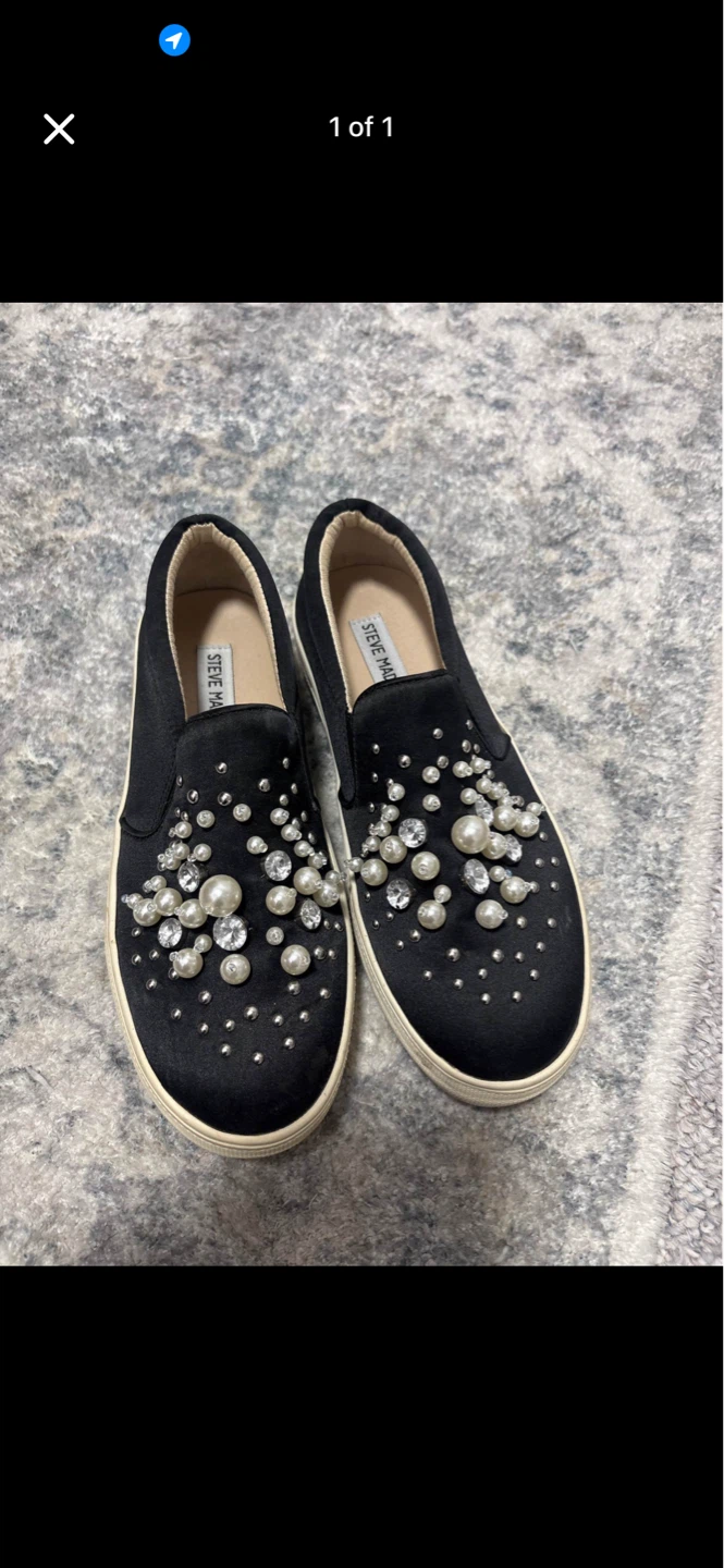 Steve Madden Embellished Black Slip-On Sneakers