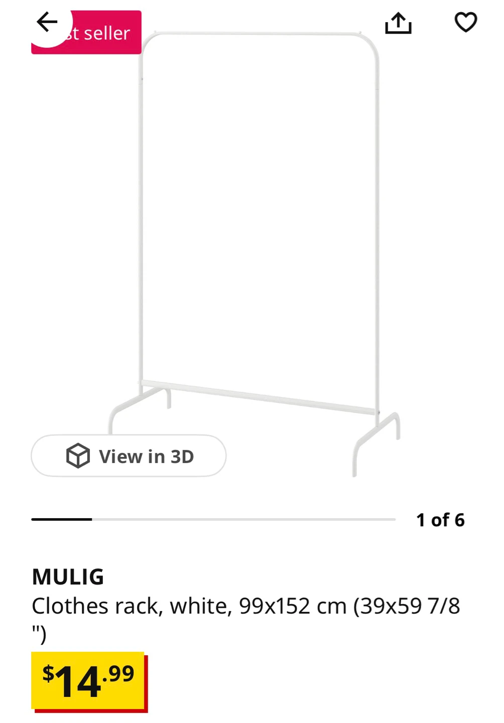 IKEA MULIG Clothes Rack - White - photo 3