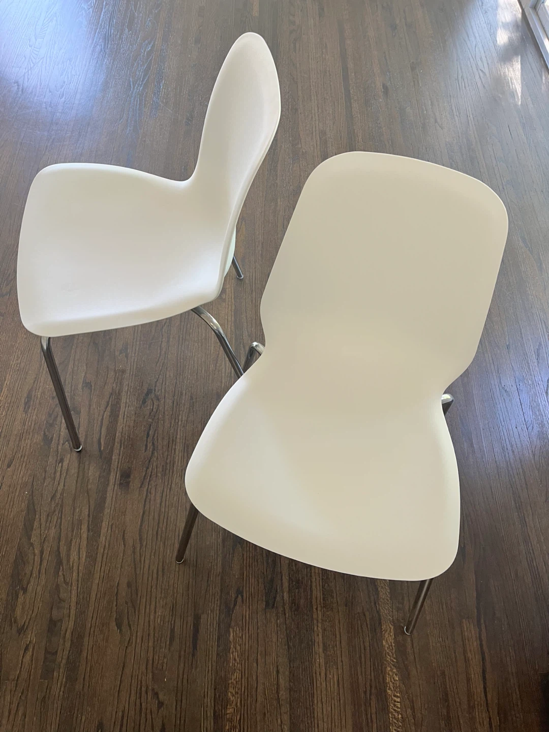 Set of 2 White Dining Chairs with Chrome Legs - IKEA - photo 3