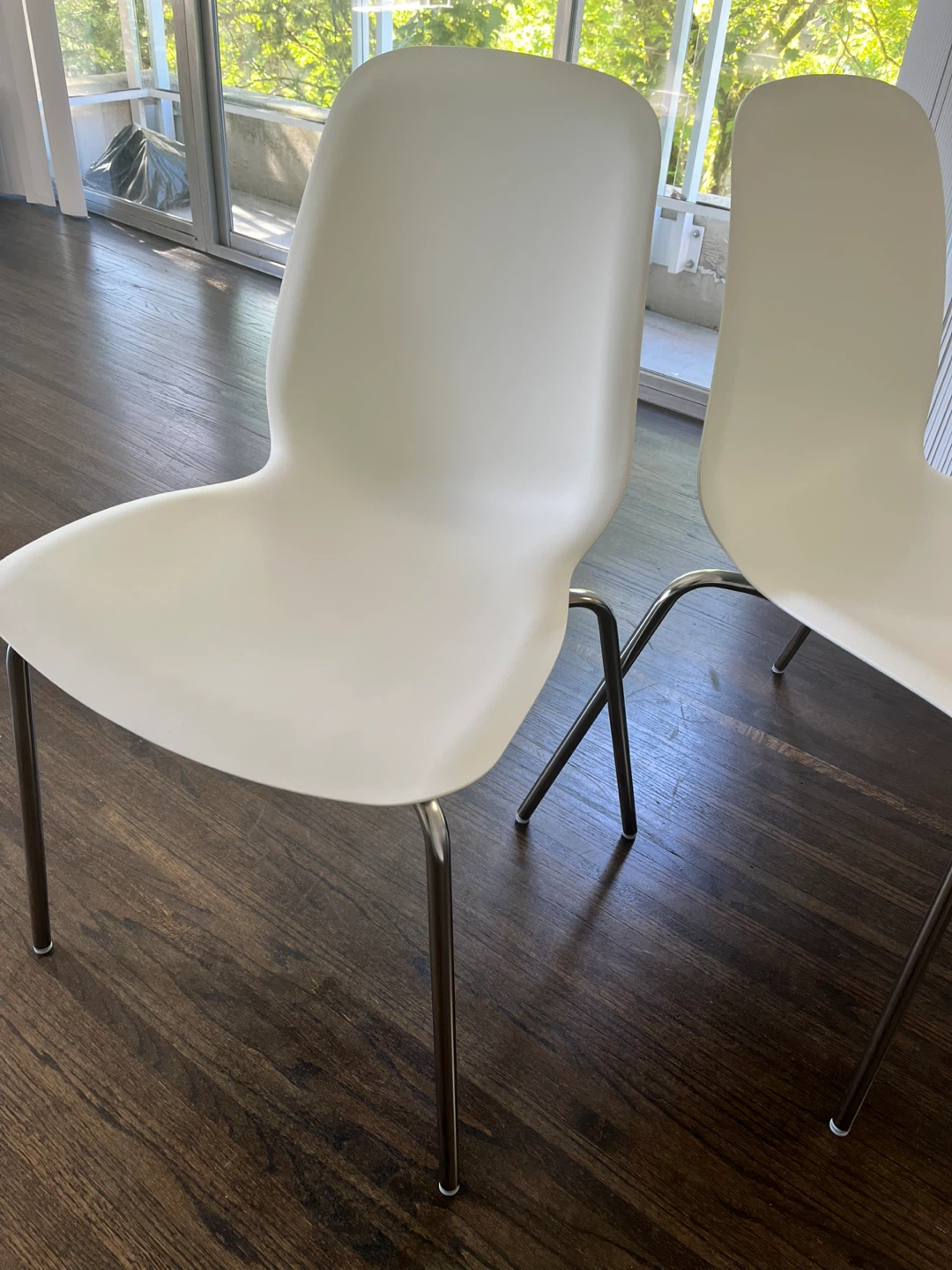 Set of 2 White Dining Chairs with Chrome Legs - IKEA