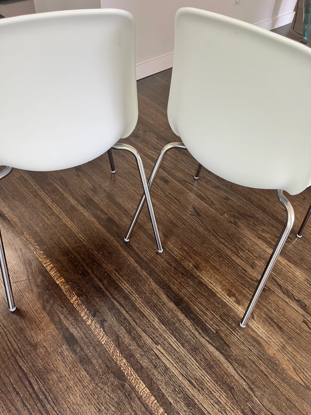 Set of 2 White Dining Chairs with Chrome Legs - IKEA - photo 2