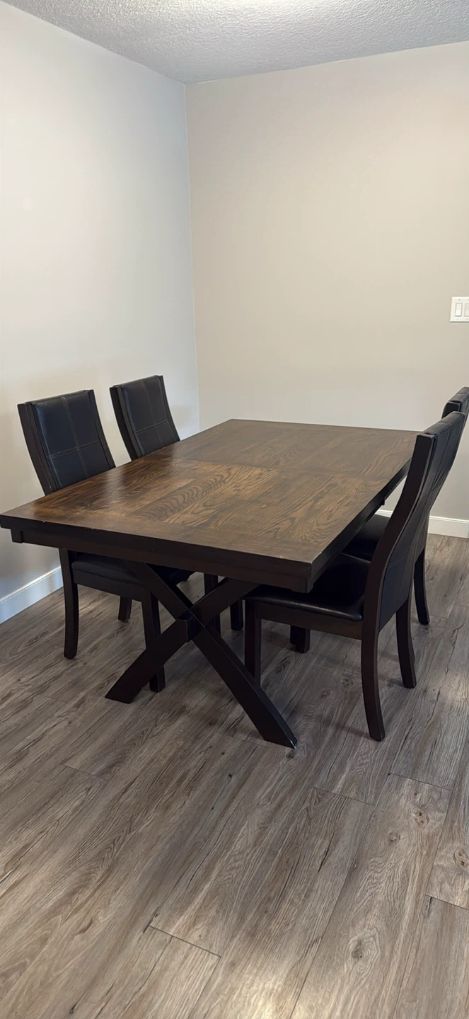 Dark Wood Dining Table with 6 Chairs