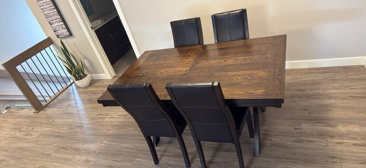 Dark Wood Dining Table with 6 Chairs - photo 2