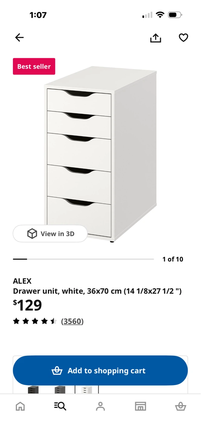 IKEA ALEX Drawer Unit White