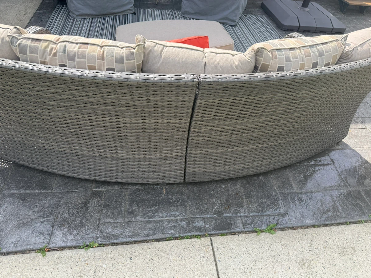 Curved Rattan Outdoor Sofa with Ottoman - photo 2