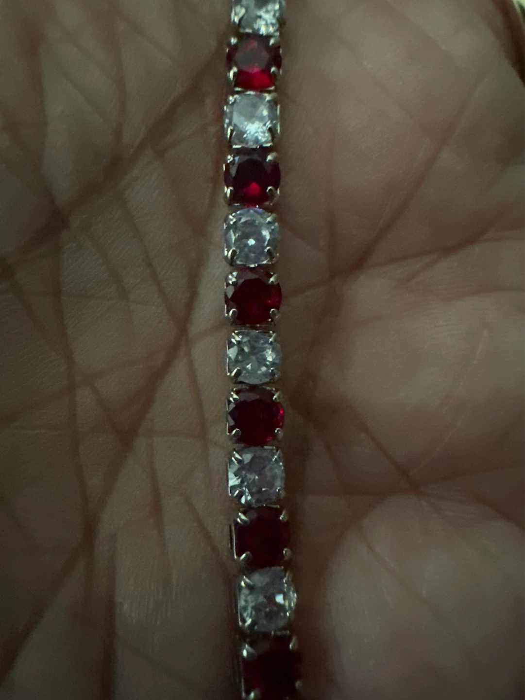 Red and Clear Stone silver Tennis Bracelet - photo 3
